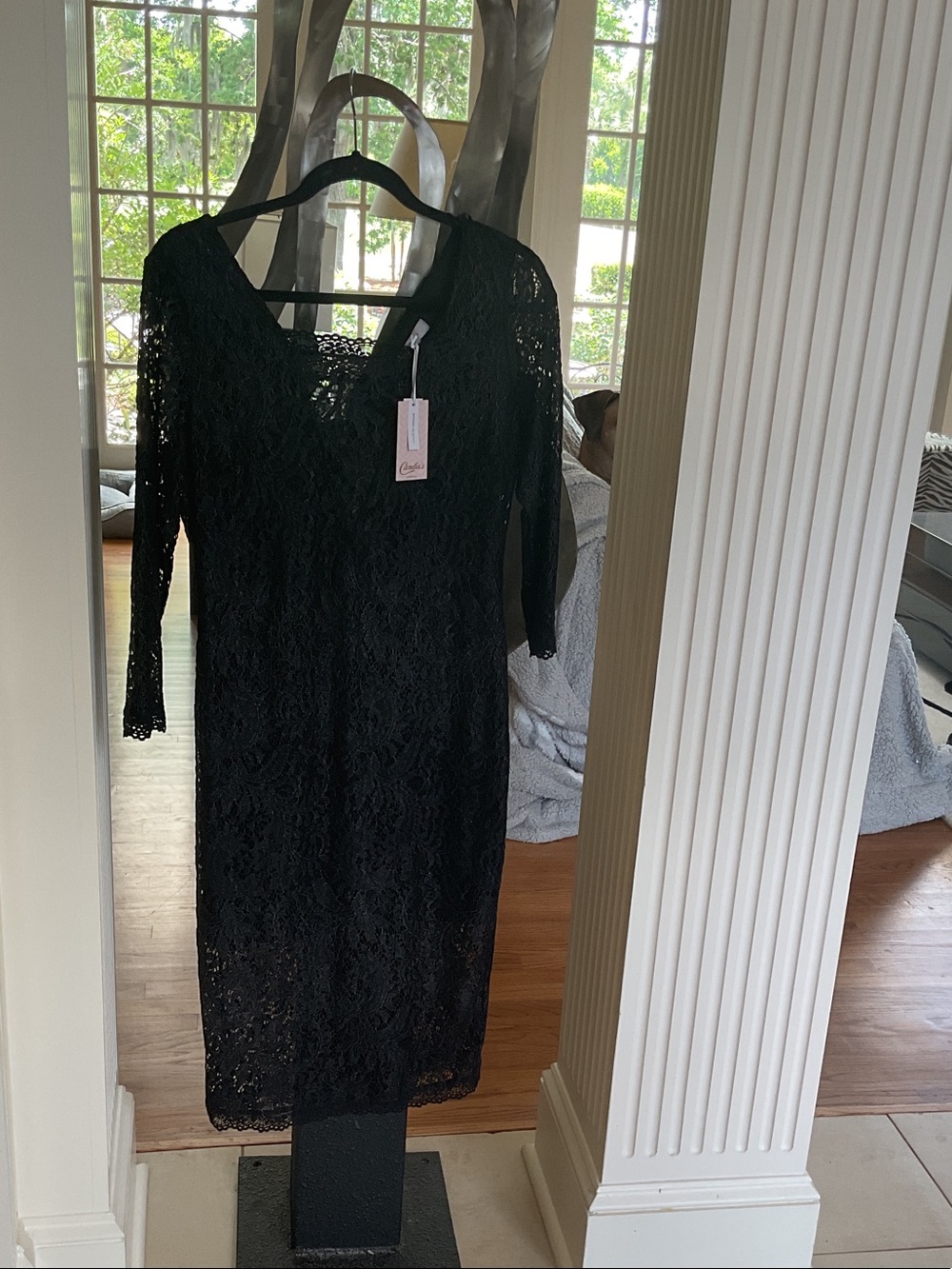 CeliaB Black Lace V-Neck Midi Dress